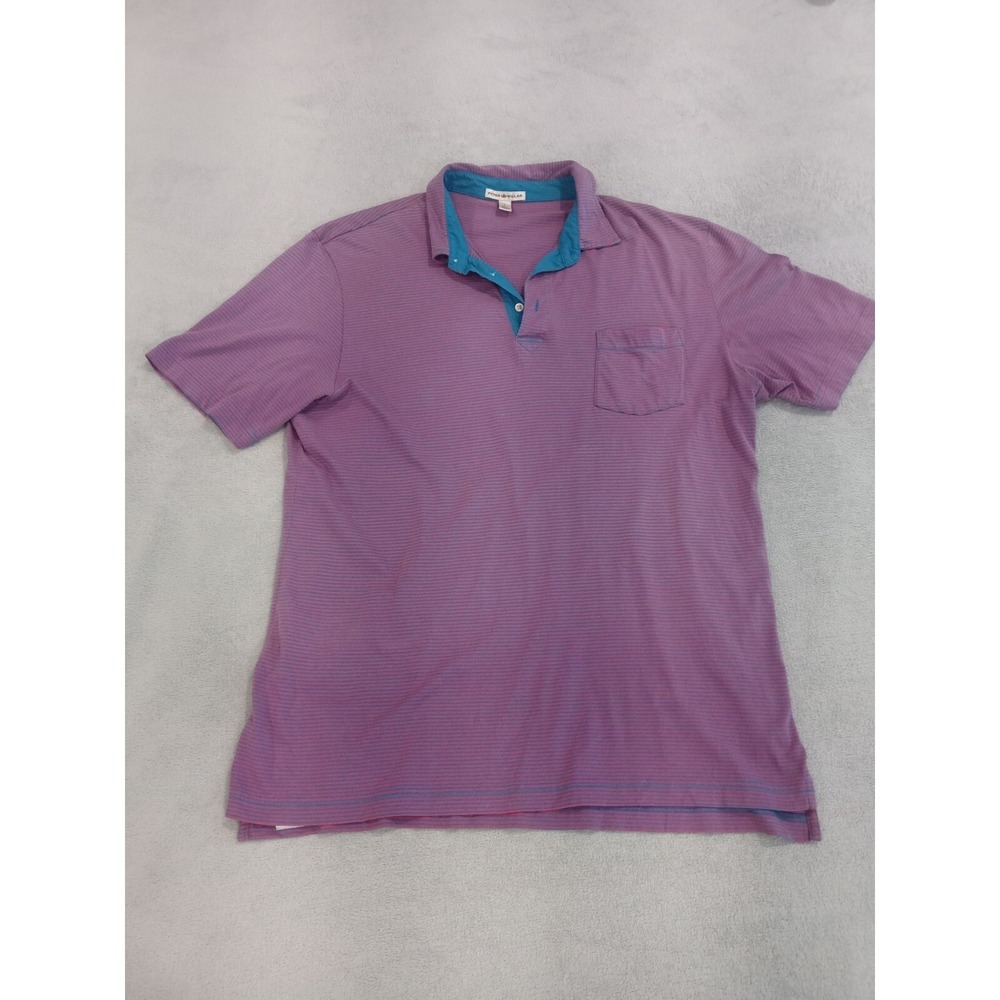 Peter‎ Millar Pima Cotton Polo shirt Mens Size Large Purple/Blue striped